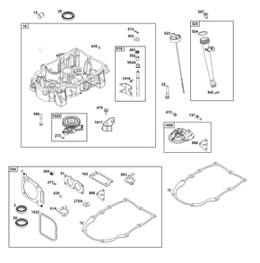 Crankcase Cover/Sump Group Diagram and Parts List for 385777-0010-B5  Briggs and Stratton Engine